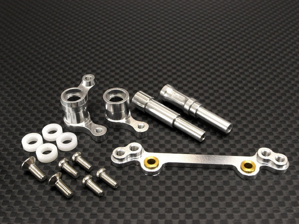 Kyosho Mini Inferno Aluminum Steering Assembly With Screws & Bronze Collars & Steering Posts - 3 Pcs Set Silver