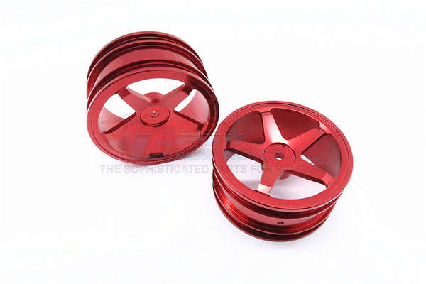 Kyosho Mini Inferno Aluminum Front/Rear Flat Rims (5 Poles) - 1Pr Set Red