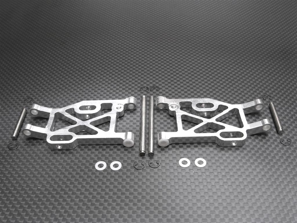 Kyosho Mini Inferno Aluminum Rear Lower Arm With E-Clips & Pins & Delrin Collars - 1Pr Set Silver