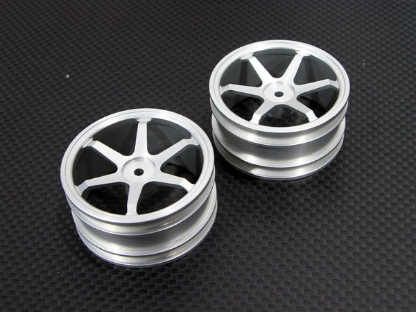 Kyosho Mini Inferno Aluminum Front/Rear Flat Rims (6 Poles) - 1 Pr Silver