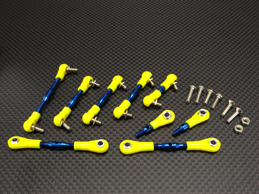 Kyosho Mini Inferno Aluminum Completed Tie Rod With Screws - 9 Pcs Set Blue