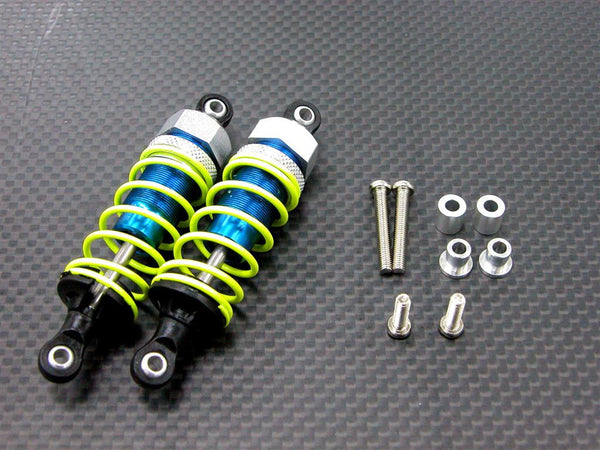 Kyosho Mini Inferno Aluminum Front Adjustable Spring Damper With Plastic Ball Top (63mm) Including Screws & Aluminum collars - 1 Pr Set Blue