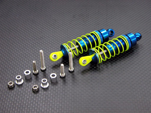 Kyosho Mini Inferno Aluminum Front Adjustable Spring Damper With Aluminum Ball Top (63mm) Including Screws & Aluminum Collars & 3mm Lock Nuts - 1 Pr Set Blue