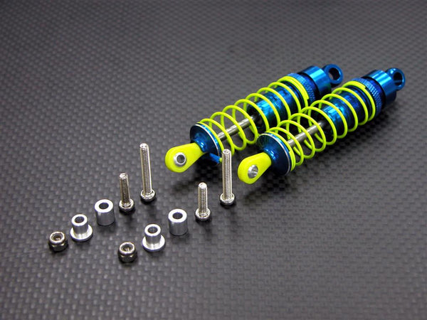 Kyosho Mini Inferno Aluminum Rear Adjustable Spring Damper With Aluminum Ball Top (73mm) Including Screws & Aluminum Collars & 3Mm Lock Nuts - 1Pr Set Blue