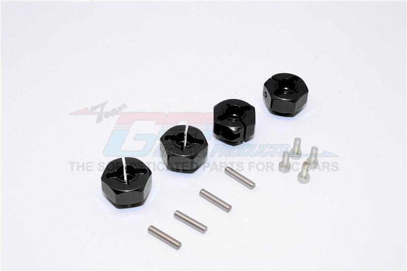 Axial SMT10 Grave Digger (AX90055) Aluminum Hex Adaptors (12mm) - 4Pcs Set Black