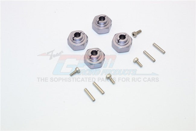 Axial SMT10 Grave Digger (AX90055)  Aluminum Hex Adaptors (12mm) - 4Pcs Set Gray Silver