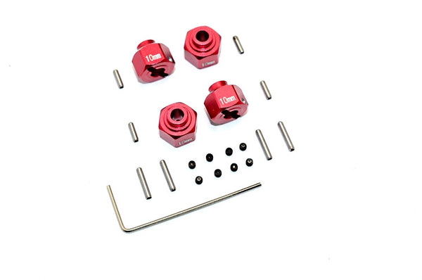 Axial SMT10 Grave Digger (AX90055) Aluminum Wheel Hex (+2mm) - 4Pcs Set Red