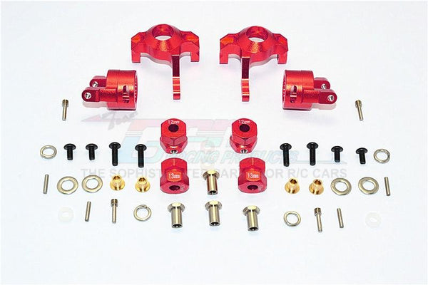 Axial SMT10 Grave Digger (AX90055) Aluminum Front C-Hub & Knuckle Arm (5 Degree Caster) - 4Pcs Set Red