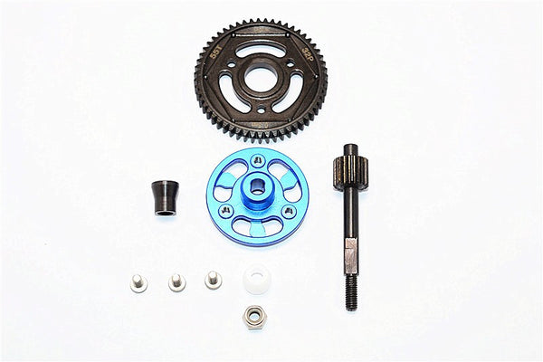 Axial SMT10 Grave Digger (AX90055) & MAX-D (AX90057) Aluminum Spur Gear Adapter+Steel Gear 55T - 1 Set Blue