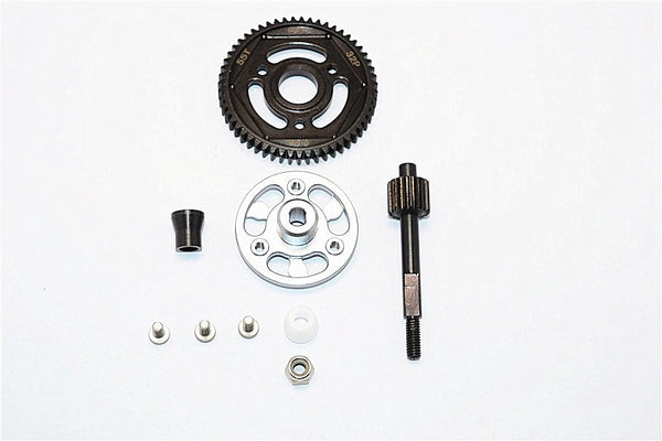 Axial SMT10 Grave Digger (AX90055) & MAX-D (AX90057) Aluminum Spur Gear Adapter+Steel Gear 55T - 1 Set Gray Silver