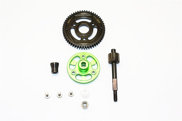 Axial SMT10 Grave Digger (AX90055) & MAX-D (AX90057) Aluminum Spur Gear Adapter+Steel Gear 55T - 1 Set Green