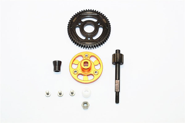 Axial SMT10 Grave Digger (AX90055) & MAX-D (AX90057) Aluminum Spur Gear Adapter+Steel Gear 55T - 1 Set Orange