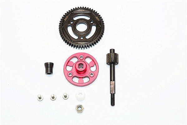 Axial SMT10 Grave Digger (AX90055) & MAX-D (AX90057) Aluminum Spur Gear Adapter+Steel Gear 55T - 1 Set Red