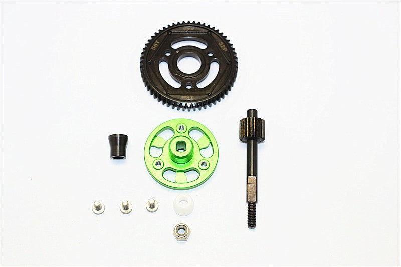 Axial SMT10 Grave Digger (AX90055) & MAX-D (AX90057) Aluminum Spur Gear Adapter+Steel Gear 56T - 1 Set Green