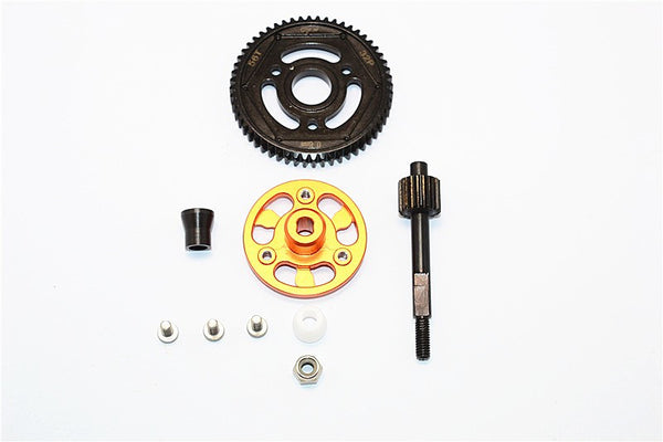 Axial SMT10 Grave Digger (AX90055) & MAX-D (AX90057) Aluminum Spur Gear Adapter+Steel Gear 56T - 1 Set Orange