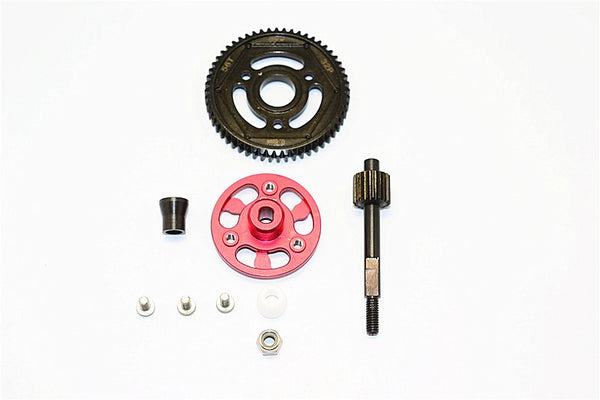 Axial SMT10 Grave Digger (AX90055) & MAX-D (AX90057) Aluminum Spur Gear Adapter+Steel Gear 56T - 1 Set Red