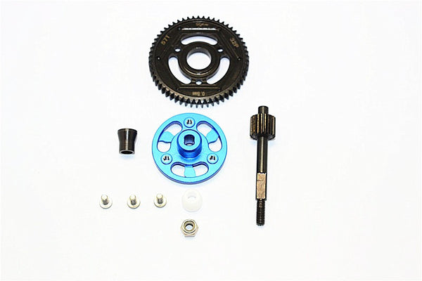 Axial SMT10 Grave Digger (AX90055) & MAX-D (AX90057) Aluminum Spur Gear Adapter+Steel Gear 57T - 1 Set Blue