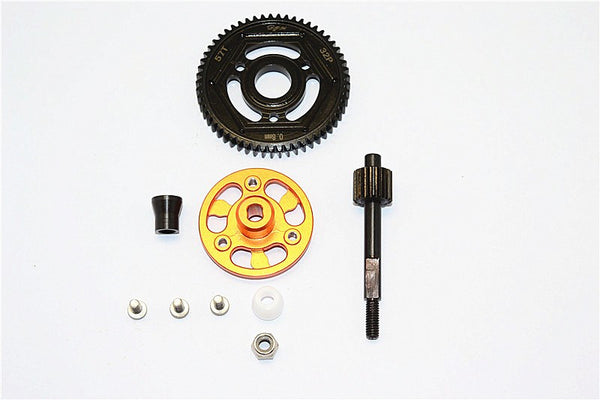 Axial SMT10 Grave Digger (AX90055) & MAX-D (AX90057) Aluminum Spur Gear Adapter+Steel Gear 57T - 1 Set Orange