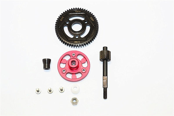 Axial SMT10 Grave Digger (AX90055) & MAX-D (AX90057) Aluminum Spur Gear Adapter+Steel Gear 57T - 1 Set Red