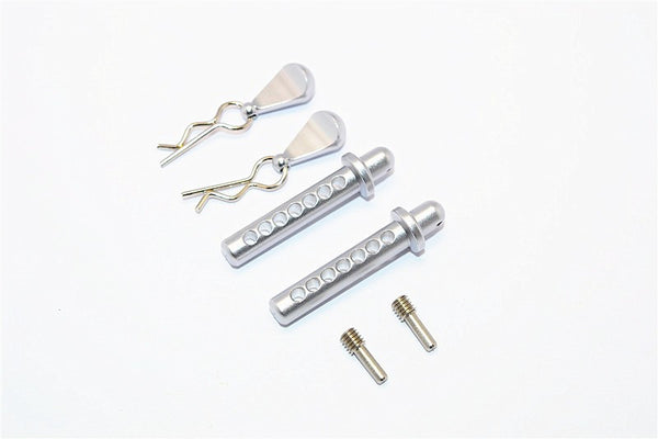 Axial SMT10 Grave Digger (AX90055) & MAX-D (AX90057) Aluminum Front Body Post With Clip & Mount - 1Pr Set Gray Silver