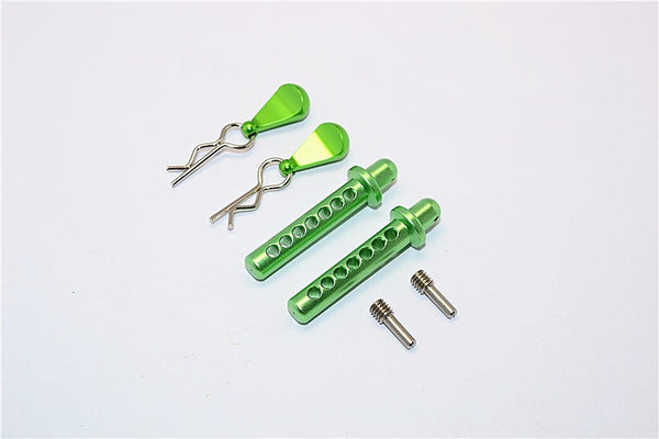 Axial SMT10 Grave Digger (AX90055) & MAX-D (AX90057) Aluminum Front Body Post With Clip & Mount - 1Pr Set Green