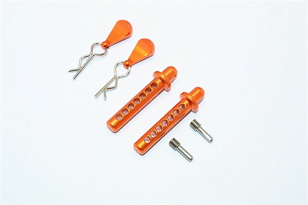 Axial SMT10 Grave Digger (AX90055) & MAX-D (AX90057) Aluminum Front Body Post With Clip & Mount - 1Pr Set Orange