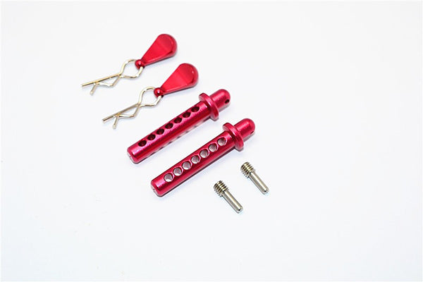 Axial SMT10 Grave Digger (AX90055) & MAX-D (AX90057) Aluminum Front Body Post With Clip & Mount - 1Pr Set Red