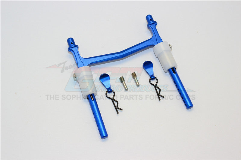 Axial SMT10 Grave Digger (AX90055) Aluminum Rear Body Post With Clip & Mount - 1Pc Set Blue