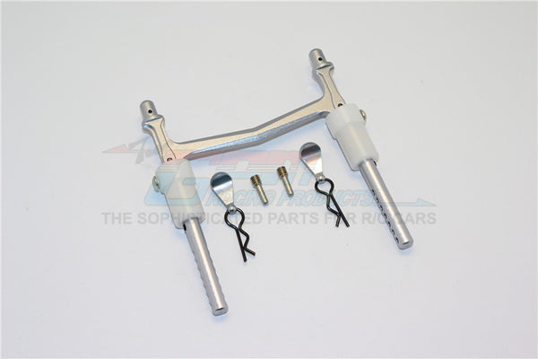 Axial SMT10 Grave Digger (AX90055) Aluminum Rear Body Post With Clip & Mount - 1Pc Set Gray Silver