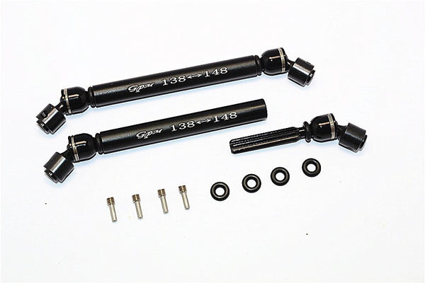 Axial SMT10 Grave Digger (AX90055) Aluminum Front&Rear Center Shaft With Steel Joint (138mm-148mm) - 1Pr Set Black