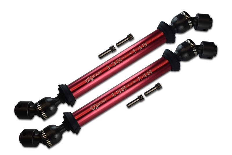 Axial SMT10 Grave Digger (AX90055) Steel Front&Rear Center Shaft With Aluminum Body (138mm-148mm) - 1Pr Set Red