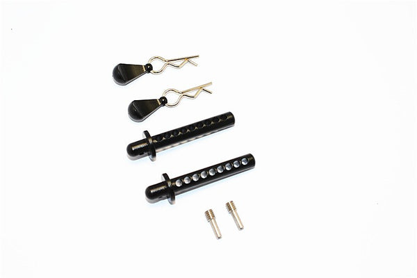 Axial SMT10 MAX-D (AX90057) Aluminum Front/Rear Body Post With Clip & Mount - 1 Set Black