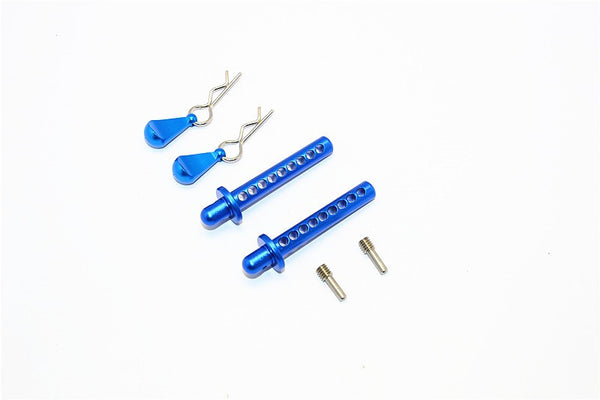 Axial SMT10 MAX-D (AX90057) Aluminum Front/Rear Body Post With Clip & Mount - 1 Set Blue