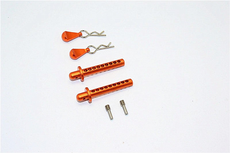 Axial SMT10 MAX-D (AX90057) Aluminum Front/Rear Body Post With Clip & Mount - 1 Set Orange