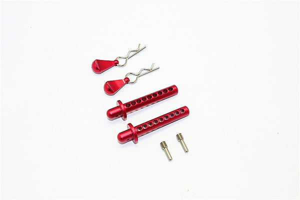 Axial SMT10 MAX-D (AX90057) Aluminum Front/Rear Body Post With Clip & Mount - 1 Set Red
