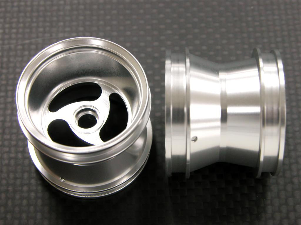 Kyosho Mini-Z Monster Aluminum Front/Rear Flat Swirl Rims (3 Poles) - 1Pr Silver