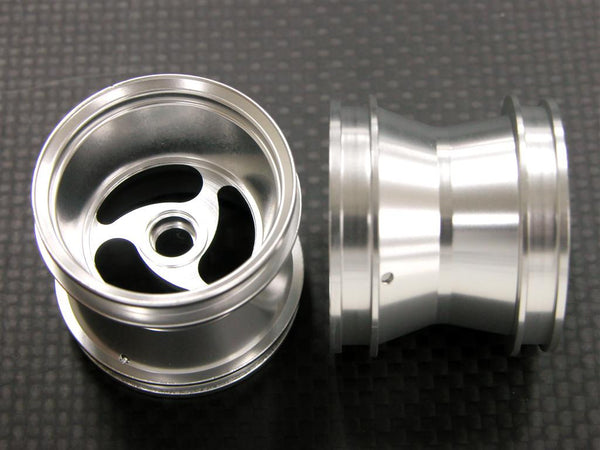 Kyosho Mini-Z Monster Aluminum Front/Rear Flat Swirl Rims (3 Poles) - 1Pr Silver