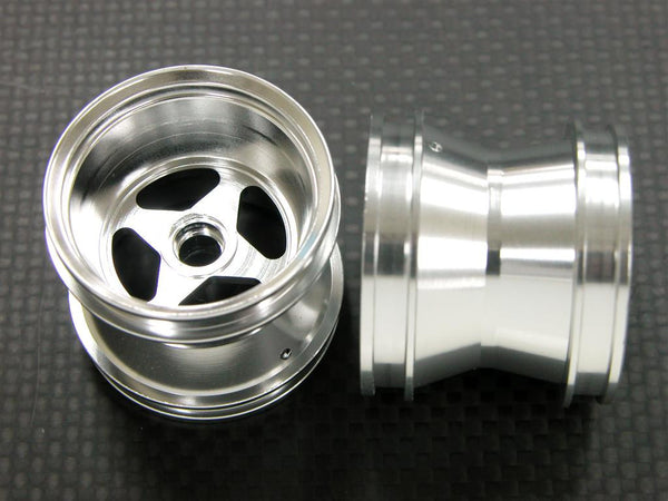 Kyosho Mini-Z Monster Aluminum Front/Rear Flat Rims (4 Poles) - 1Pr Silver