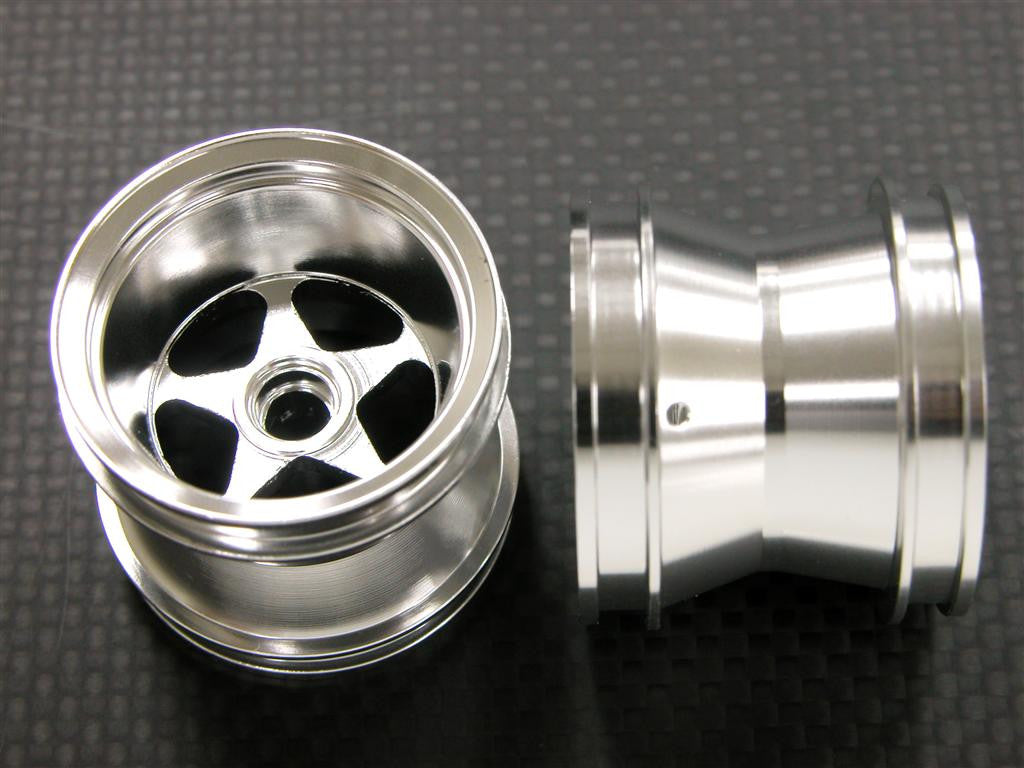 Kyosho Mini-Z Monster Aluminum Front/Rear Flat Rims (Star) - 1Pr Silver