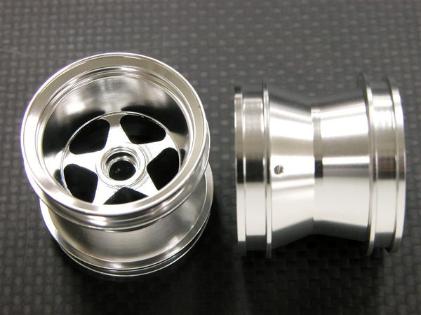 Kyosho Mini-Z Monster Aluminum Front/Rear Flat Rims (Star) - 1Pr Silver