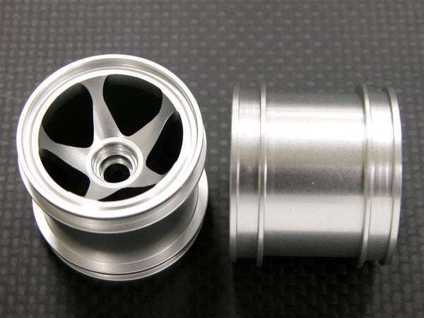 Kyosho Mini-Z Monster Aluminum Front/Rear 3D Sinkage Rims (5 Poles) - 1Pr Silver