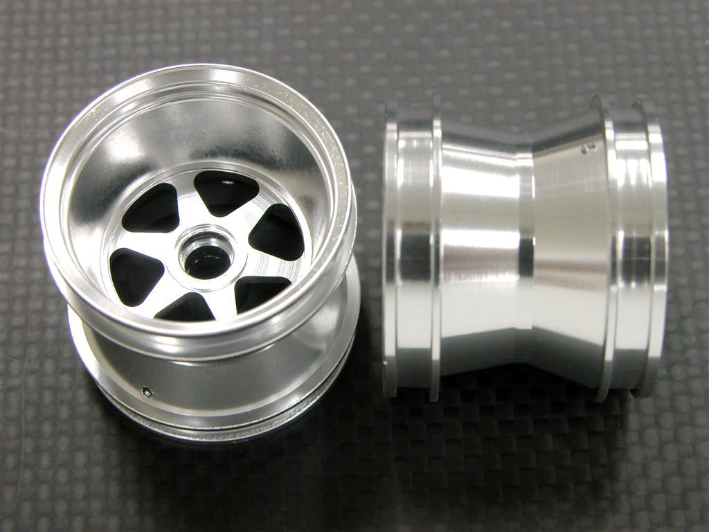 Kyosho Mini-Z Monster Aluminum Front/Rear Flat Rims (6 Poles) - 1Pr Silver