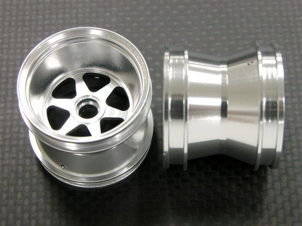 Kyosho Mini-Z Monster Aluminum Front/Rear Flat Rims (6 Poles) - 1Pr Silver
