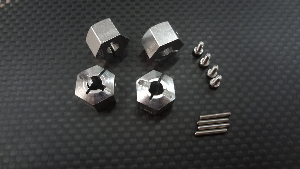 HPI Savage XS Flux Aluminum Hex Adapter (12mmx9mm) - 4Pcs Set Silver