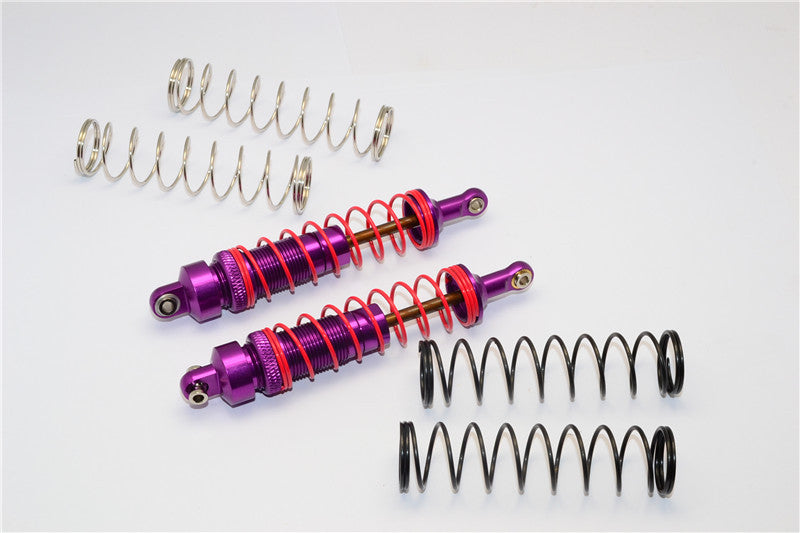 HPI Savage XS Flux Aluminum Front/Rear Dampers With Aluminum Ball Ends & 1.1mm, 1.2mm, 1.3mm Coil Springs - 1Pr Set Purple