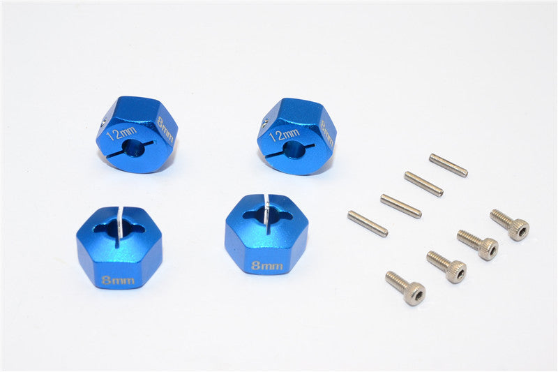 Team Losi Mini 8ight-T Truggy Aluminum Drive Adapter (12mmx8mm) - 4Pcs Set Blue
