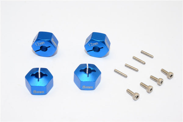 Team Losi Mini 8ight-T Truggy Aluminum Drive Adapter (12mmx8mm) - 4Pcs Set Blue