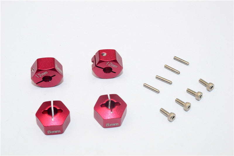 Team Losi Mini 8ight-T Truggy Aluminum Drive Adapter (12mmx8mm) - 4Pcs Set Red