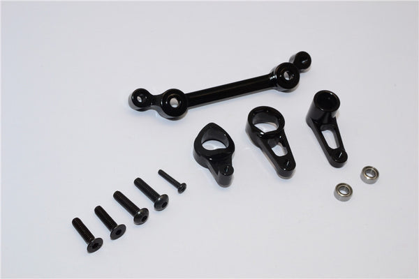 Team Losi Mini 8ight-T Truggy Aluminum Steering Assembly With Bearings - 4Pcs Set Black