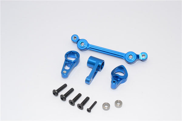 Team Losi Mini 8ight-T Truggy Aluminum Steering Assembly With Bearings - 4Pcs Set Blue